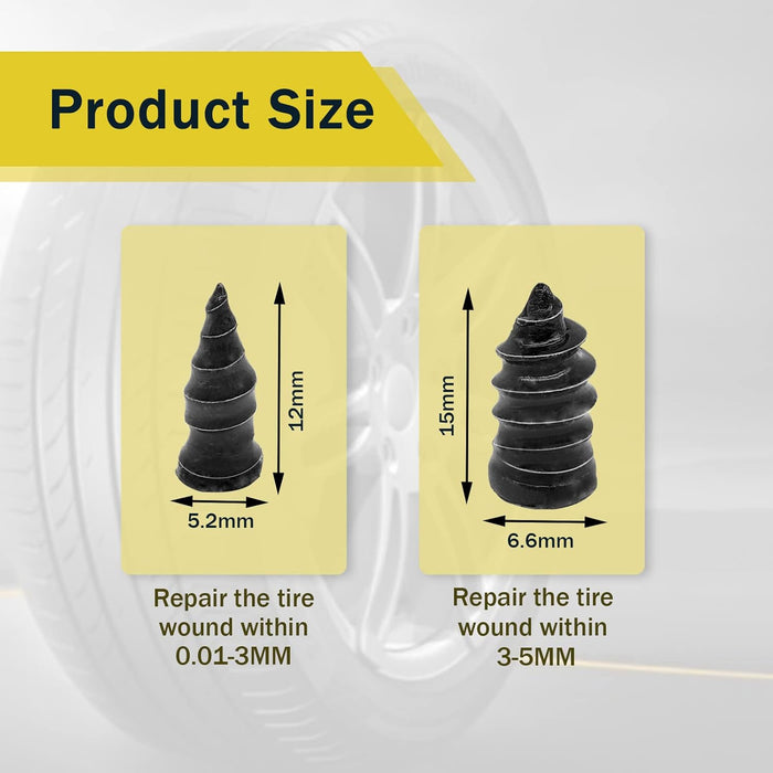60PCS Tire Repair Rubber Nail, Vacuum Tire Repair Kits Spiral Rubber Nails, Tire Screw Plug Fast Tool Self Service Tire Repair Nail for Car, Motorcycle, Truck, Tractor Tire Puncture Repair