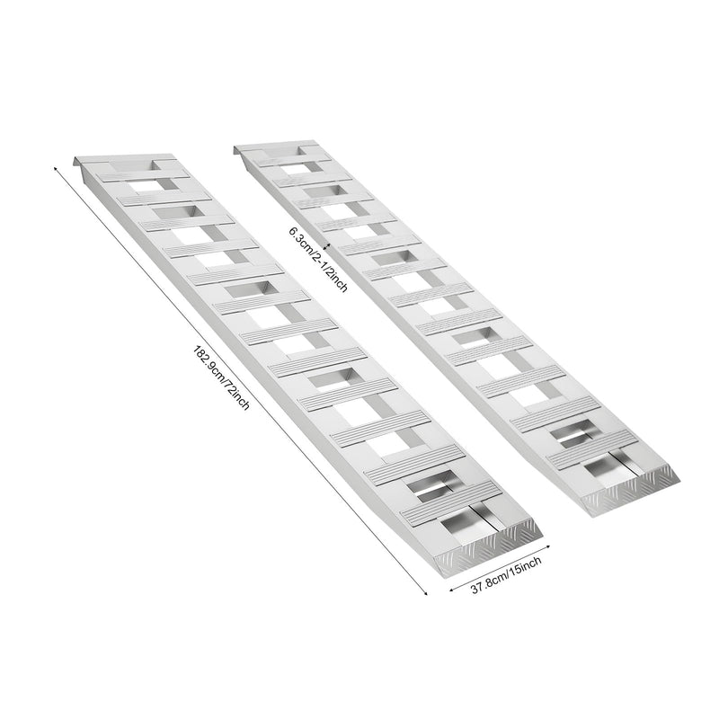 2pcs Aluminum Trailer Ramps, 6800lbs 72" x 15" Heavy-Duty Anti-Slip Truck Car Auto Trailer Ramps Universal Loading Ramp with Top Hook Attaching End for Motorcycle Auto Lawn Tractors ATVs, Lawnmowers