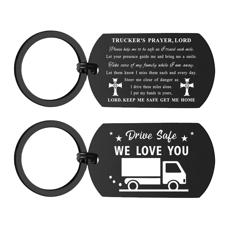 ENGZHI Truck Driver Gifts Trucker Christmas Keychain, Prayer Truck Driver Keychain for Husband Dad Birthday Fathers Day