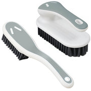 Two gray soft bristle Ganganmax cleaning brushes for fabric, carpet, clothes, bathroom, and sneaker stain removal, small household scrub brushes
