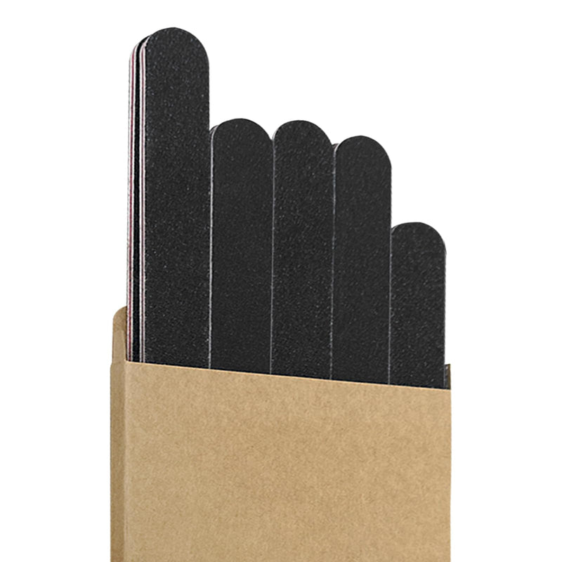 Set of 10 black HeeYaa professional double-sided nail files with 100/180 grit for manicure and pedicure nail buffing.