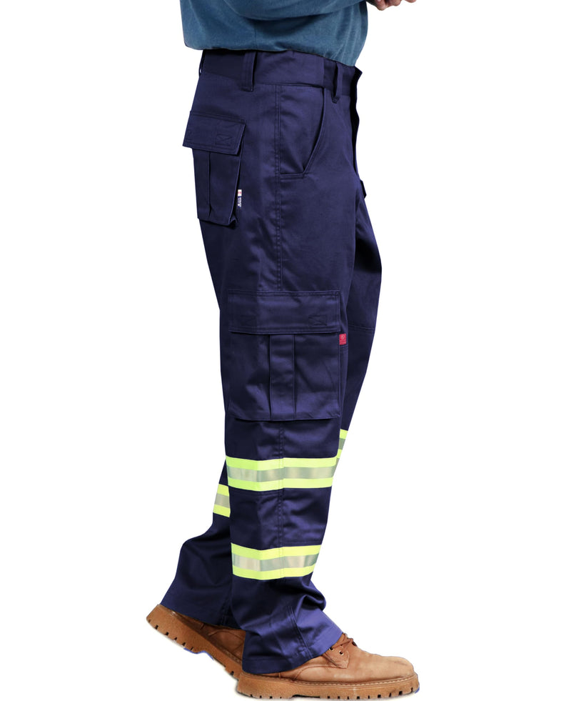 BOCOMAL FR Pants High Visibility Cargo Pockets Flame Resistant Hi-Vis Workwear Water & Oil Repellent Finish Navy
