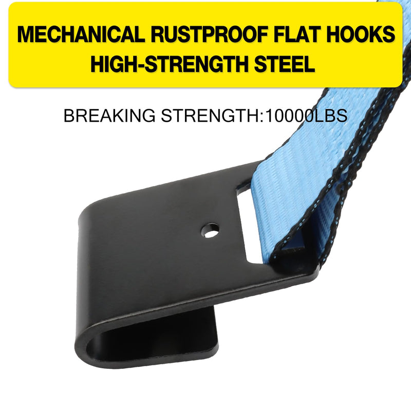 Autofonder 2Pc Tow Dolly Basket Straps with Flat Hook for 14"-17" Tires -10,000 lbs Breaking Strength Tire Bonnet&Tire Net -2” Over Wheel Car Basket Tie Down Straps with Carrying Bag（Blue）