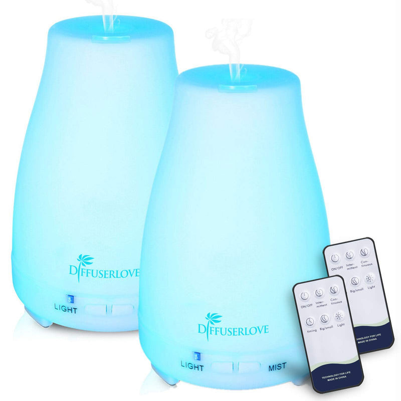 Diffuserlove Diffuser 2 Pack Essential Oil Diffuser 200ML Remote Control Ultrasonic Aromatherapy Diffuser Mist Humidifiers for Bedroom Office Yoga - Durrett Recovery