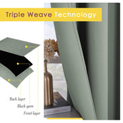 NICETOWN black blackout curtains in greyish green, thermal insulated room darkening drapes with 2 panels for windows or doors.