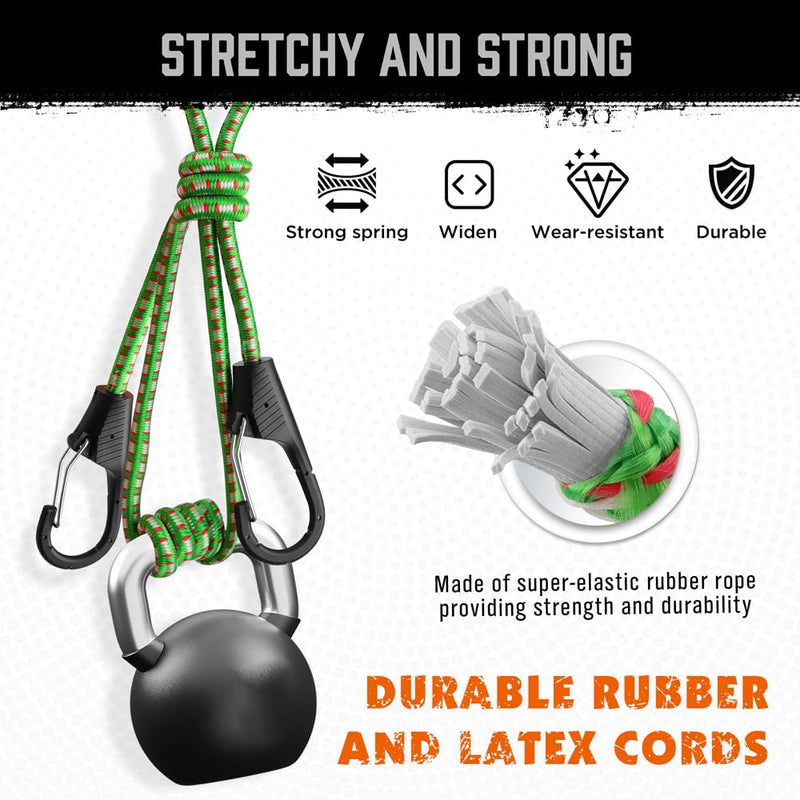 HORUSDY 28-piece bungee cords with hooks, includes 10 to 48-inch assortment for securing and bundling items.