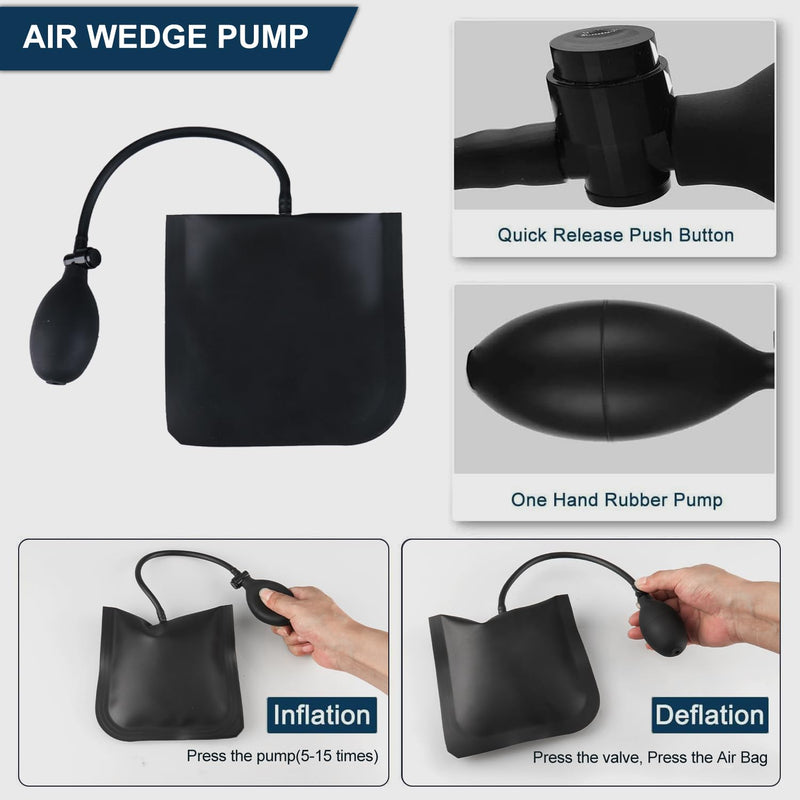 Holdly 55-inch lockout tools kit with J-hook, air wedge pump, non-marring wedge, and carry bag for car lockout and maintenance.