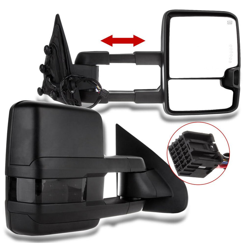 ECCPP tow mirrors for Chevy GMC 1500 2500 HD with black housing, heated, turn signal, power-adjusted, left and right side.