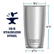 YETI Rambler 20 oz Tumbler, Stainless Steel, Vacuum Insulated with MagSlider Lid, Navy - Durrett Recovery