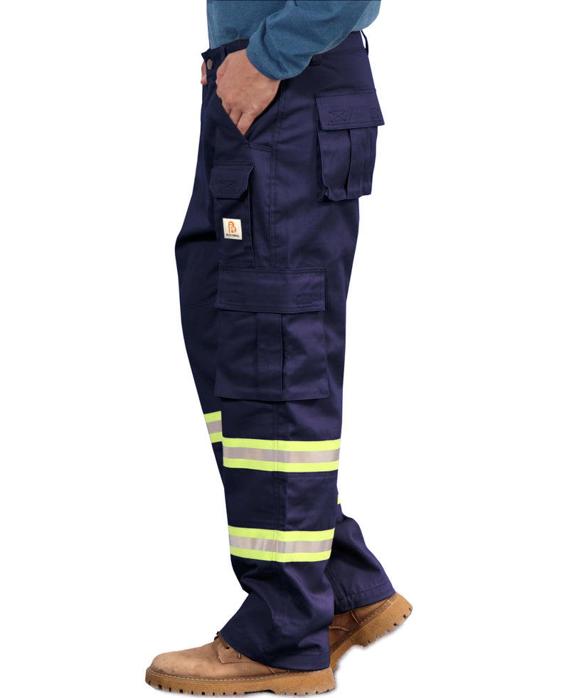 BOCOMAL FR Pants High Visibility Cargo Pockets Flame Resistant Hi-Vis Workwear Water & Oil Repellent Finish Navy