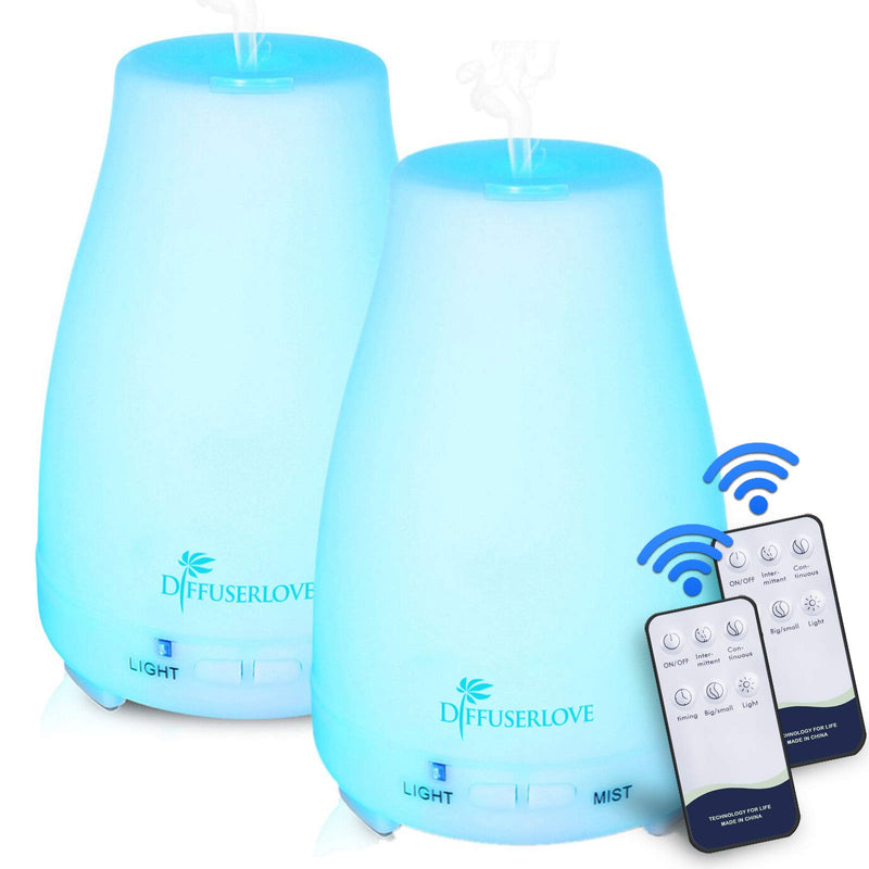 Diffuserlove Diffuser 2 Pack Essential Oil Diffuser 200ML Remote Control Ultrasonic Aromatherapy Diffuser Mist Humidifiers for Bedroom Office Yoga - Durrett Recovery