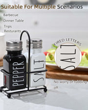 Black & White Glass Salt And Pepper Shakers Set With Stainless Steel Lid,Farmhouse Decor for Kitchen,Kitchen Gadgets for Thanksgiving,Cute Salt Shaker With Mental Holder,No Rubbing Off(BLACK & WHITE) - Durrett Recovery
