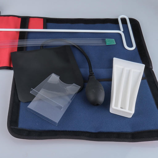 Holdly 55-inch long reach lockout tools kit with J-hook, air wedge pump, non-marring wedge, and carry bag for car lockout tasks