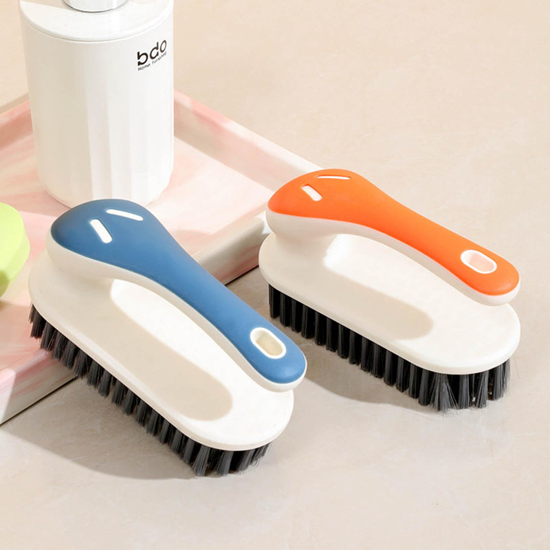 Gray soft bristle scrub cleaning brushes, Ganganmax 2-pack for fabric, carpet, clothes, bathroom, and sneaker cleaning.