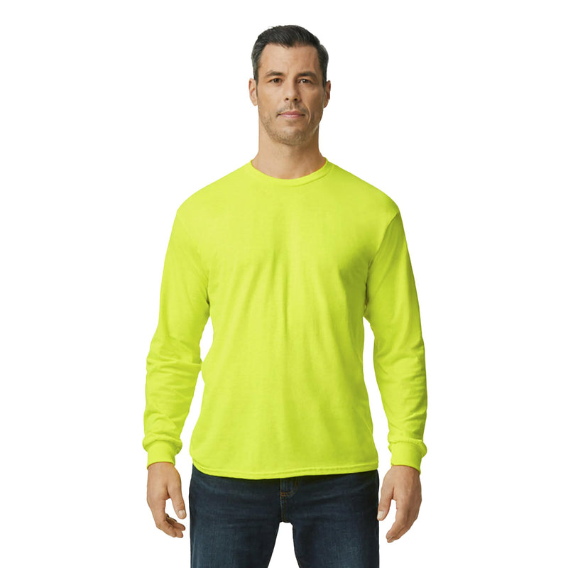 Gildan Unisex Adult Heavy Cotton Long Sleeve T-Shirt, Style G5400, 2-Pack, Safety Green, Medium US