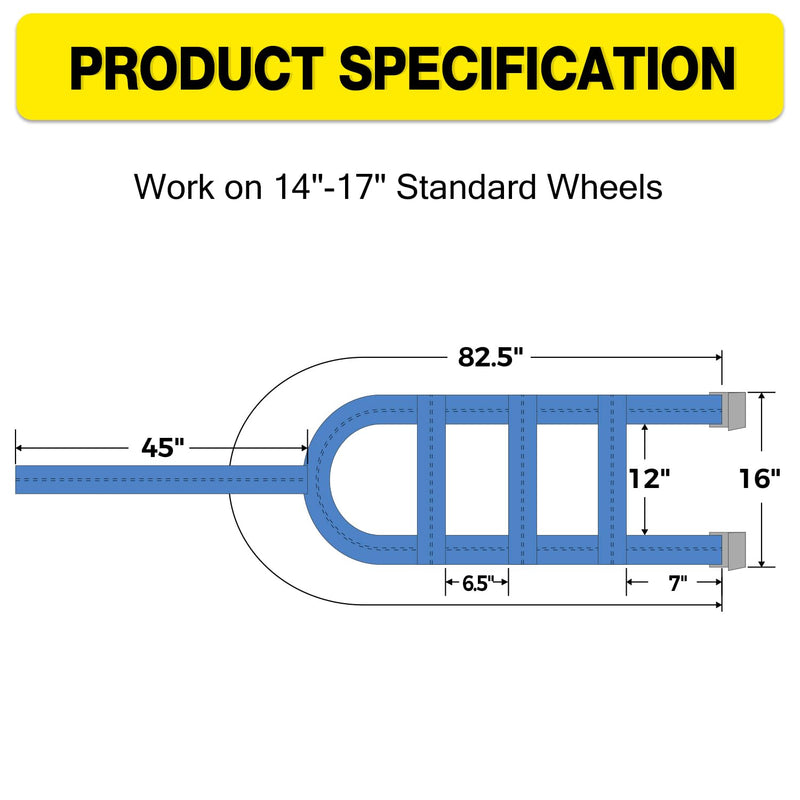 Autofonder 2Pc Tow Dolly Basket Straps with Flat Hook for 14"-17" Tires -10,000 lbs Breaking Strength Tire Bonnet&Tire Net -2” Over Wheel Car Basket Tie Down Straps with Carrying Bag（Blue）
