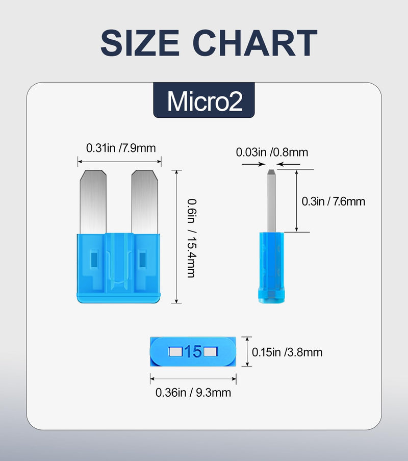JOREST 60Pcs Micro Assorement Fuses Kit -Micro2 Fuse kit, Micro 2 Automotive Replacement Fuses for Car RV Truck Motorcycle(2Amp 3A 5A 7.5A 10A 15A 20A 25A 30A 35A 40A)