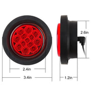 Partswcgg 2.5-inch round LED marker lights with 13 LEDs, amber and red reflectors, waterproof trailer clearance lights with grommets