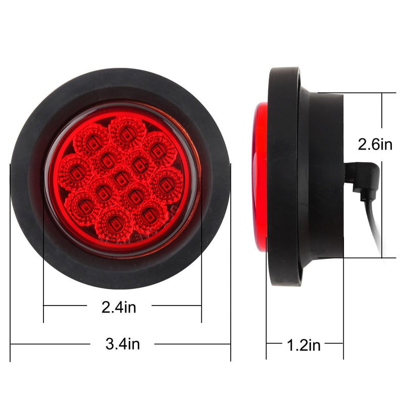 Partswcgg 2.5-inch round LED marker lights with 13 LEDs, amber and red reflectors, waterproof trailer clearance lights with grommets