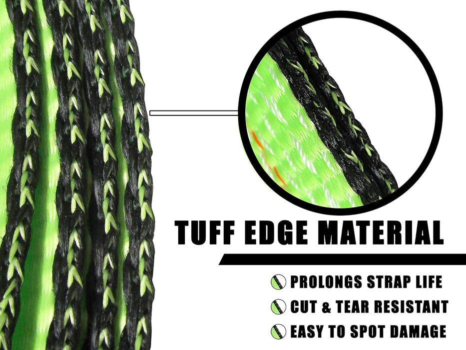 (4 Pack) High Viz Green 2" X 8 FT Wheel Lift Straps for Tow Dolly/Wheel Lift Truck Wrecker Car Hauler
