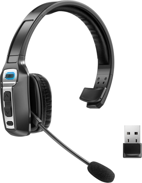 Trucker Bluetooth Headset, V5.2 Wireless Headset with Upgraded Microphone AI Noise Canceling, on Ear Bluetooth Headphone with Mute for Driver Office Call Center