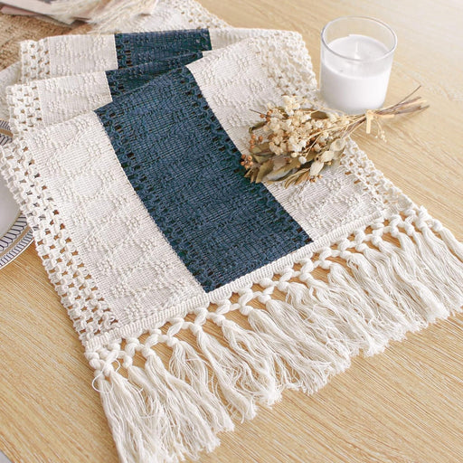 Boho Table Runner for Summer Home Decor with Tassels 72 Inches Long Farmhouse Rustic Table Runner Macrame Burlap Table Decoration for Living Room Bridal Shower(12X72 Inches)