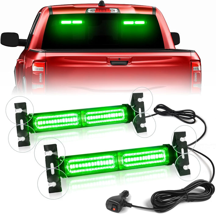 1002L Emergency Strobe Traffic Advisor Light Bar: 40 LED Dash Safety Warning Flashing Light, Front/Rear Windshield Visor for Construction Vehicle, Tow/Plow Truck (2X10.7Inch, Amber White)