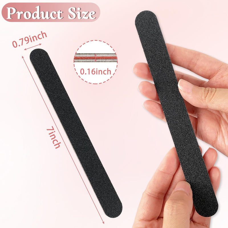 HeeYaa 10-pack professional double-sided black nail files with 100/180 grit, ideal for manicure and pedicure nail buffing.