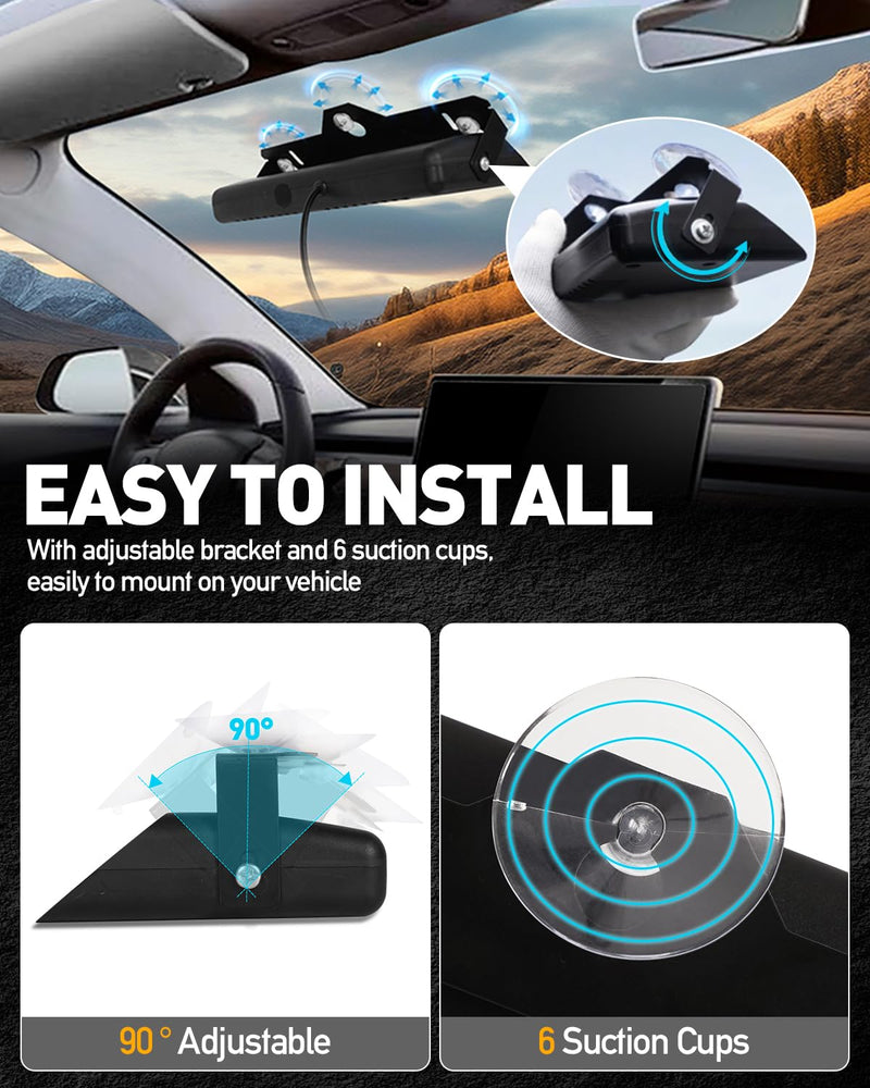 HLauto 2002L Emergency Dash Strobe Lights: Amber White Safety Lights, Flashing Warning Hazard Windshield Visor Traffic Light Bars for Trucks, Construction Vehicles (2x8.5 inch, 48LED)