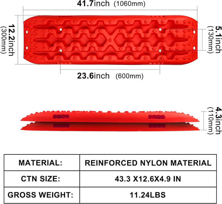 New Recovery Traction Tracks Sand Mud Snow Track Tire Ladder 4WD (Red,3Gen)