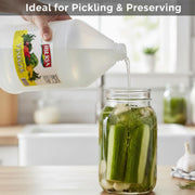 Iberia All Natural Distilled White Vinegar gallon jug with 5% acidity, clear liquid in a white plastic container.