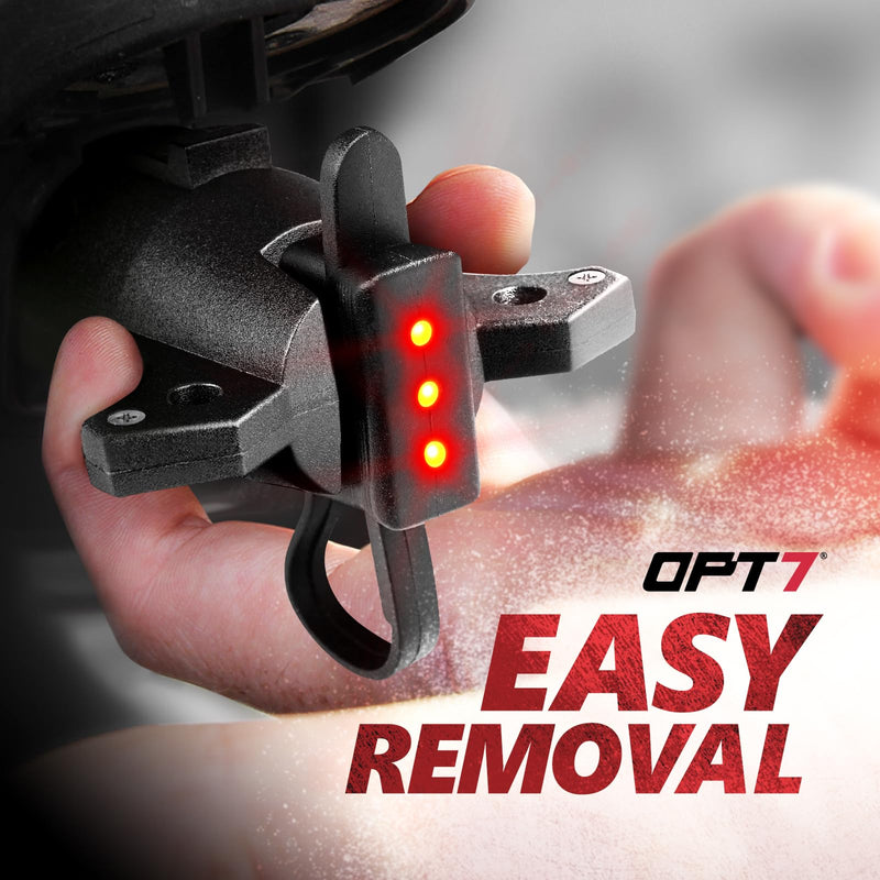 OPT7 7 to 4 Pin Trailer Adapter w/Tester, 7 Way Blade to 4 Way Flat Trailer Connector w/Secure Tab for Pickup Truck Tow Hitch, 3.75" Long x 1.75" Diameter