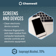 Chemwell 70% Isopropyl Alcohol gallon bottle, high purity disinfectant and solvent for home and commercial use.