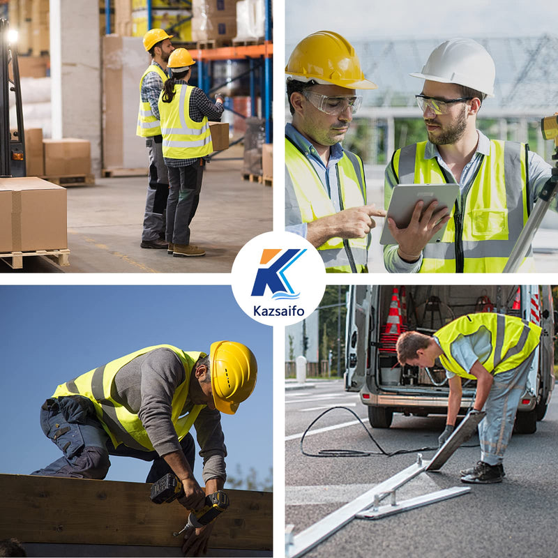 Kazsaifo Hi Vis Reflective Safety Vest for Men Women with Chest Pocket Mesh High Visibility Class 2 Construction Vest,Meets ANSI/ISEA Standard(KZ179-Yellow-L)