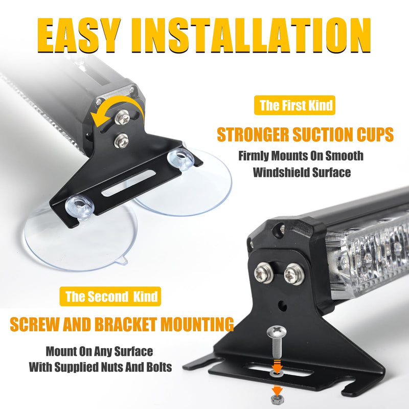 Tiannor 6.1-inch emergency strobe lights with 12 LED amber and green hazard warning flashers for construction and tow trucks.