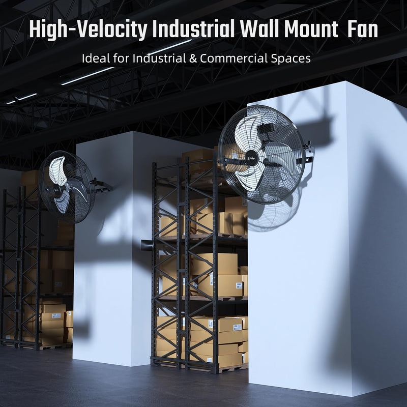Simple Deluxe 18 Inch Industrial Wall Mount Fan, 3 Speed Commercial Ventilation Metal Fan for Warehouse, Greenhouse, Workshop, Patio, Factory and Basement - High Velocity - Durrett Recovery
