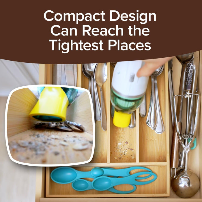 Duck Compact Cordless Vacuum by , Ultra-Powerful, Strong Suction, AS-SEEN-ON-TV, Easy to Store, Rechargeable. Home, Auto, Pet Hair, Fits in Tiny Crevices, Includes Hose, Crevice Tool & Brush