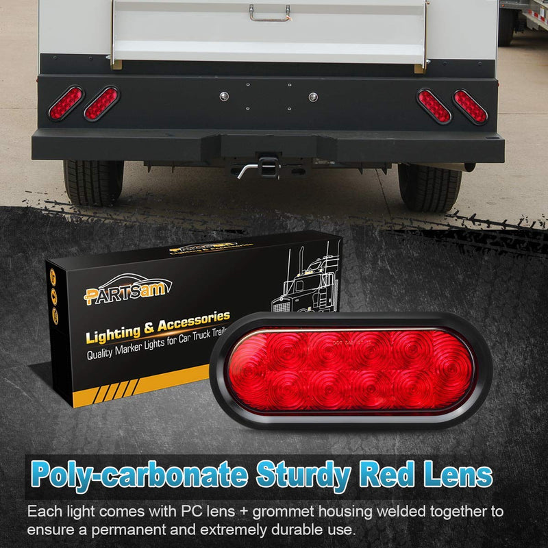Partsam 12V LED truck trailer light kit with waterproof red brake, turn, tail lights, stainless steel LED light bar, and side marker lamps