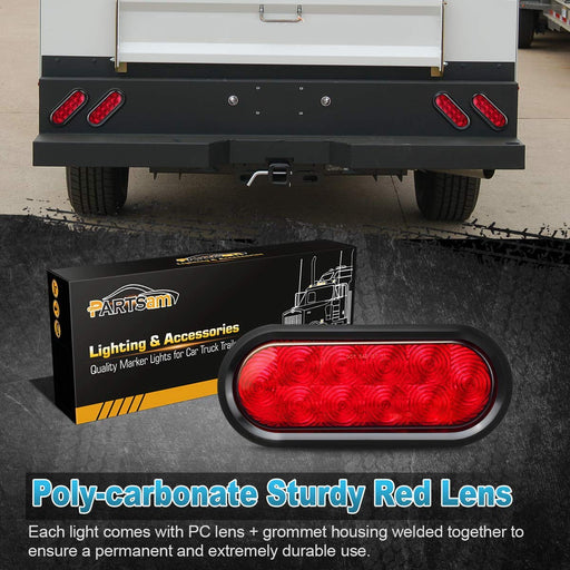 Partsam 12V LED truck trailer light kit with waterproof red stop/turn/tail lights, stainless steel ID light bar, and side marker lamps
