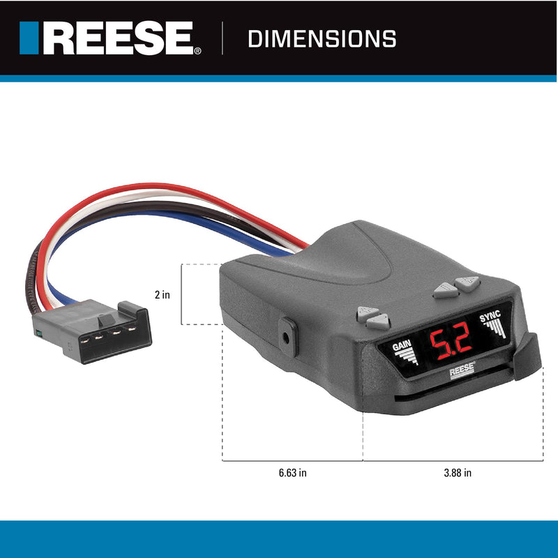 REESE Towpower 8507111 Brakeman IV Time-Delay Brake Controller for Trailers with 1-4 Axles, Compatible with Ford, GM, Chevy, Dodge, RAM, Toyota, Jeep. Wiring Harness Sold Separately.
