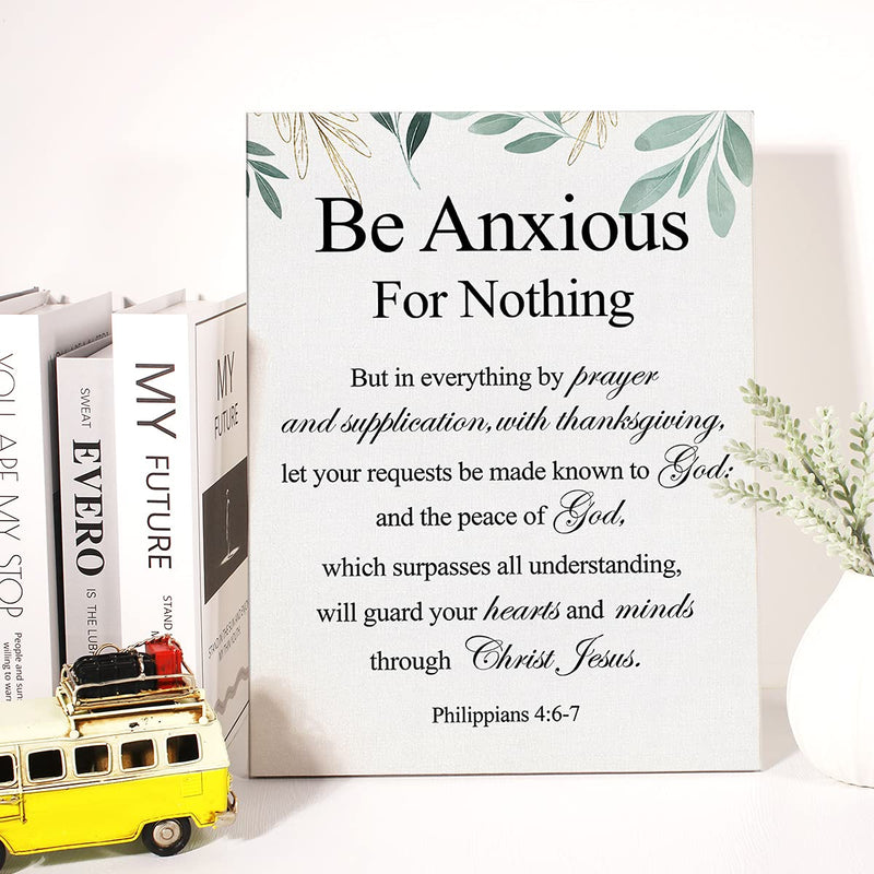 Christian Canvas Wall Art Philippians 4:6-7 Be Anxious for Nothing Canvas Print Positive Scripture Canvas Painting Home Wall Decor Framed Gift 12x15 Inch - Durrett Recovery