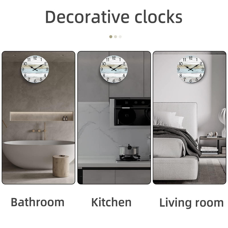 CHYLIN Wall Clock, Silent Non Ticking Battery Operated, Rustic Coastal Country Clock Decorative for Bathroom Kitchen Bedroom 8 - Durrett Recovery