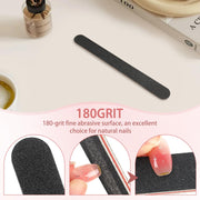 Set of 10 HeeYaa professional double-sided nail files with 100/180 grit, black emery boards for manicures and pedicures.