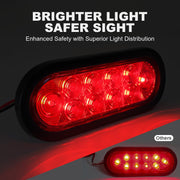 NeaLia 6-inch oval LED trailer lights with red lens, waterproof design, rubber grommet, suitable for trucks, trailers, and RVs.