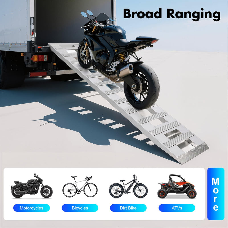 2pcs Aluminum Trailer Ramps, 6800lbs 72" x 15" Heavy-Duty Anti-Slip Truck Car Auto Trailer Ramps Universal Loading Ramp with Top Hook Attaching End for Motorcycle Auto Lawn Tractors ATVs, Lawnmowers