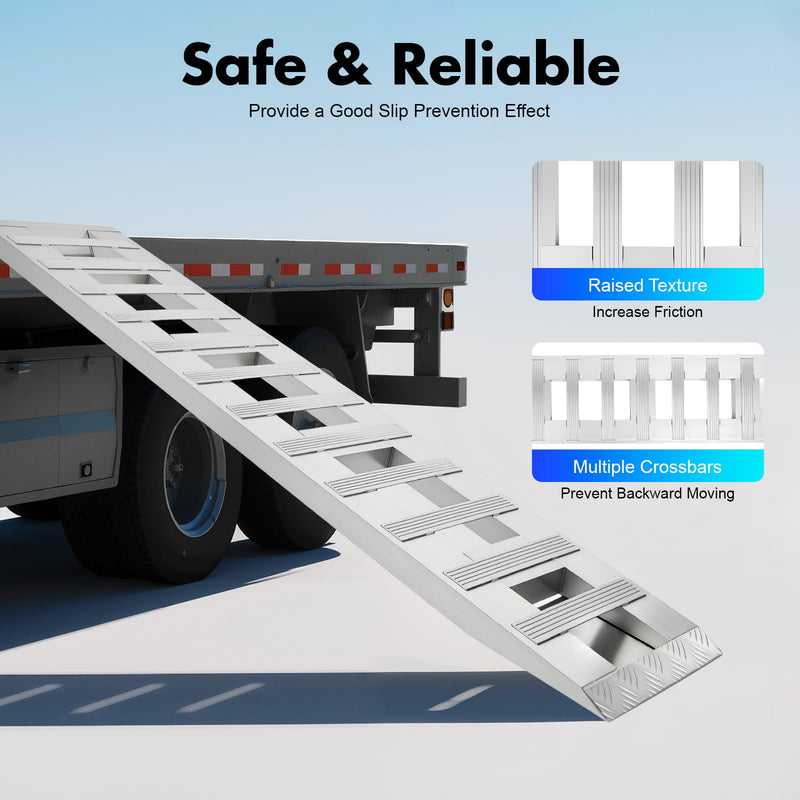 2pcs Aluminum Trailer Ramps, 6800lbs 72" x 15" Heavy-Duty Anti-Slip Truck Car Auto Trailer Ramps Universal Loading Ramp with Top Hook Attaching End for Motorcycle Auto Lawn Tractors ATVs, Lawnmowers