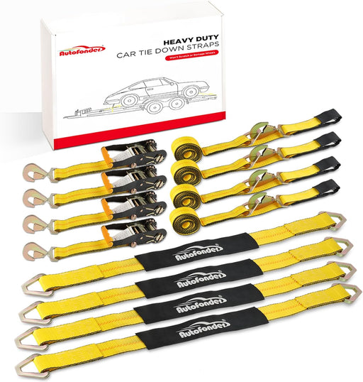 Car Tie down Straps for Trailers - 4 Pack Car Hauler Straps, 2" X 120" Trailer Straps, 10,000Lb Break Strength Tire Straps for a Car Trailer,Truck,Utv Tie down Straps over the Wheel Straps,Car Straps