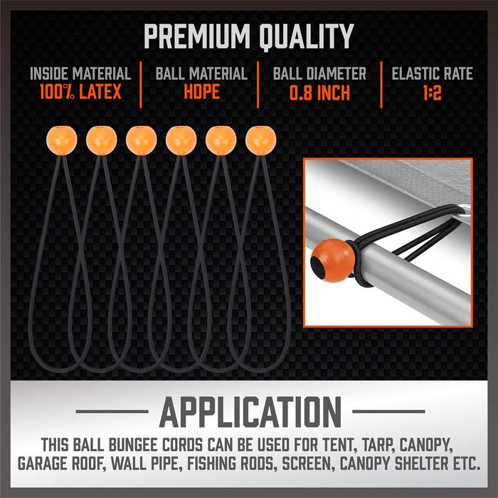 31-Piece Premium Bungee Cords Assortment Jar, Includes 10”,18”,24”,32”,40” Bungee Cords, 6“ Zip Ties, 8”Canopy/Tarp Ball Ties and Crocodile Mouth Tarp Clips