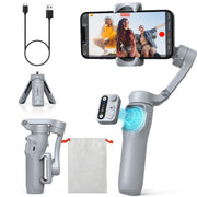 hohem iSteady X3 SE gimbal stabilizer for iPhone and Android, foldable 3-axis phone stabilizer with detachable remote control.