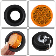 Partswcgg 2.5-inch round LED marker lights with 13 LEDs, amber and red reflectors, waterproof trailer clearance lights.